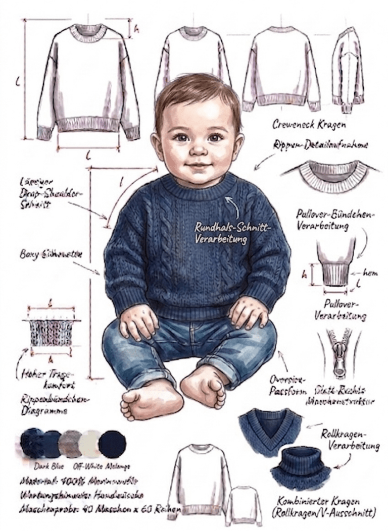 Strickechner Baby – Fallschulter – Pullover